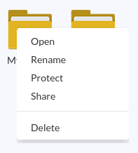 Folder action menu