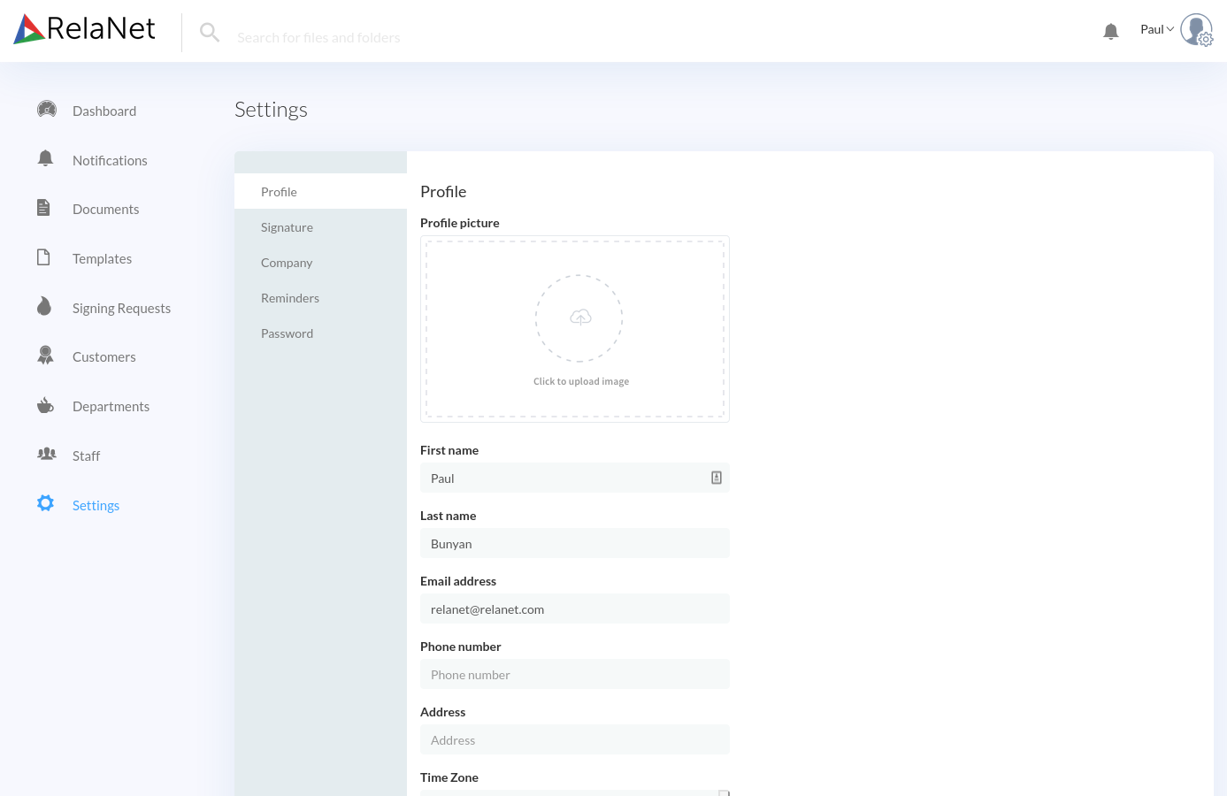 Profile Settings Group