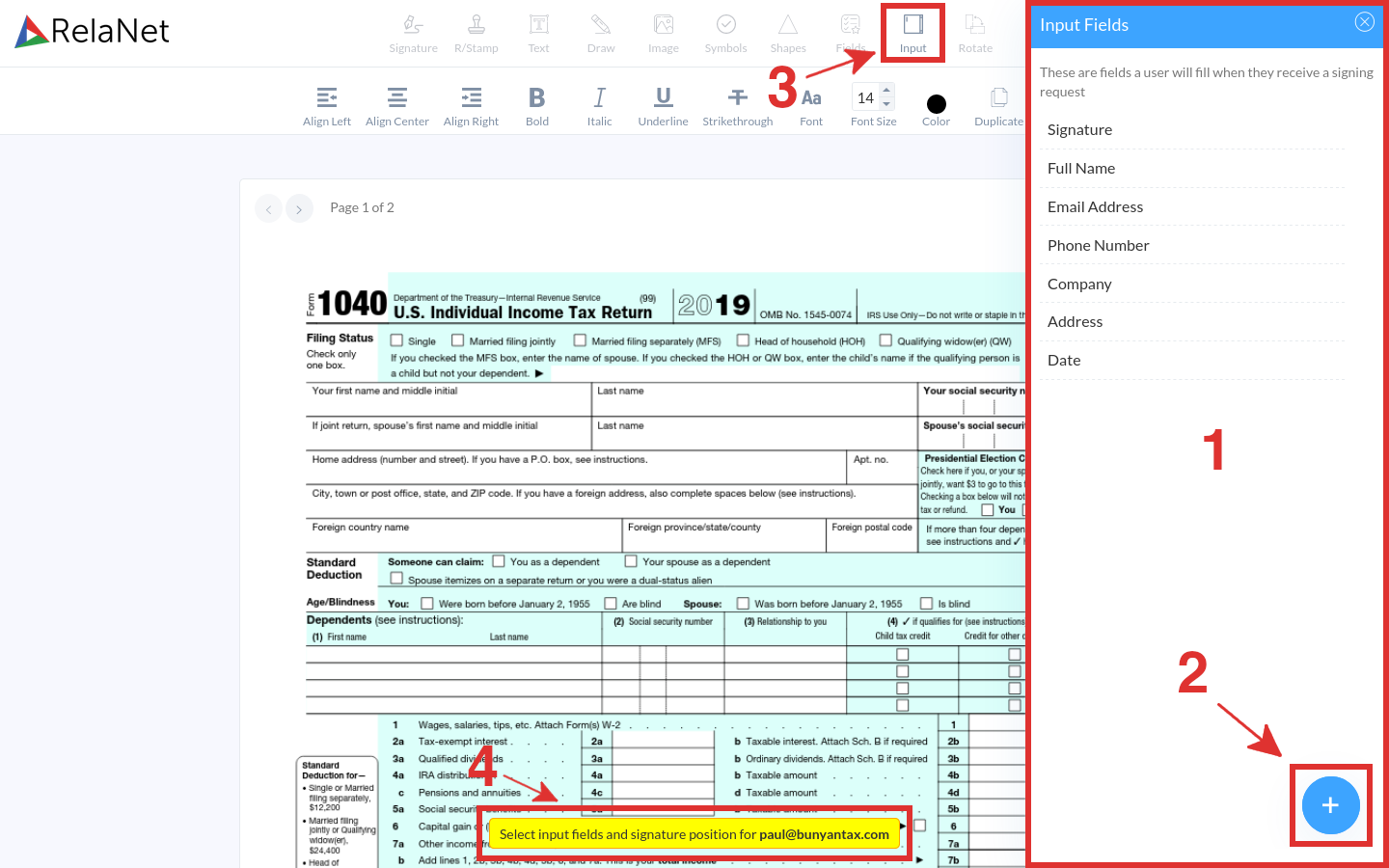 Signing Request Annotation Screen